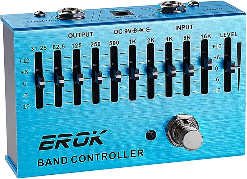 EROK EQ Pedal,10-Band Equalizer,(31.25Hz–16kHz) with ±12dB Gain/Attenuation for Each Band,for Electric Guitar Bass Eq Pedal,with Independent Controller Button - Image 1
